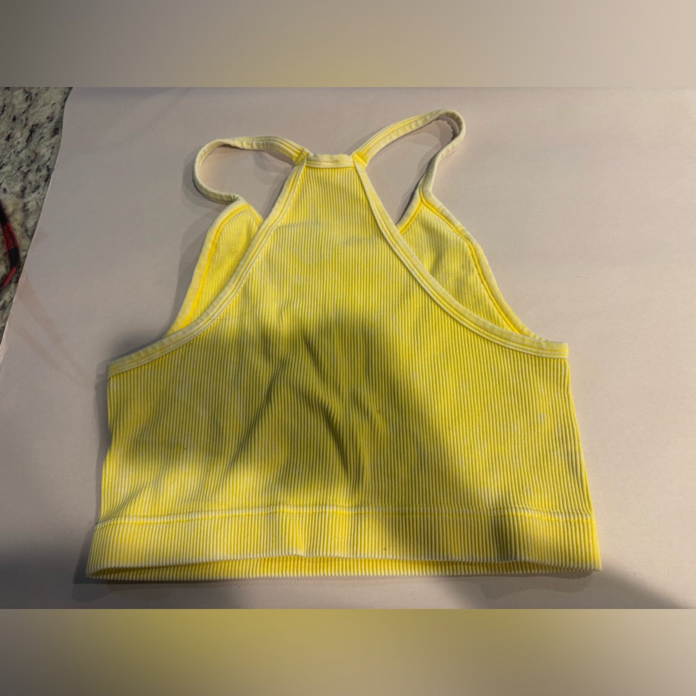 Zenana Yellow Ribbed Racerback Crop Top - Picture 2 of 3